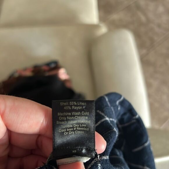 Ann Taylor Blue & White Plaid Blouson Casual Linen Romper Playsuit - Picture 6 of 6